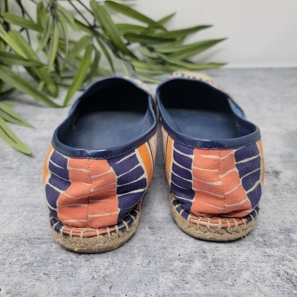 Bandolino Blue Orange Rectangle Print Espadrille Flats Size 9